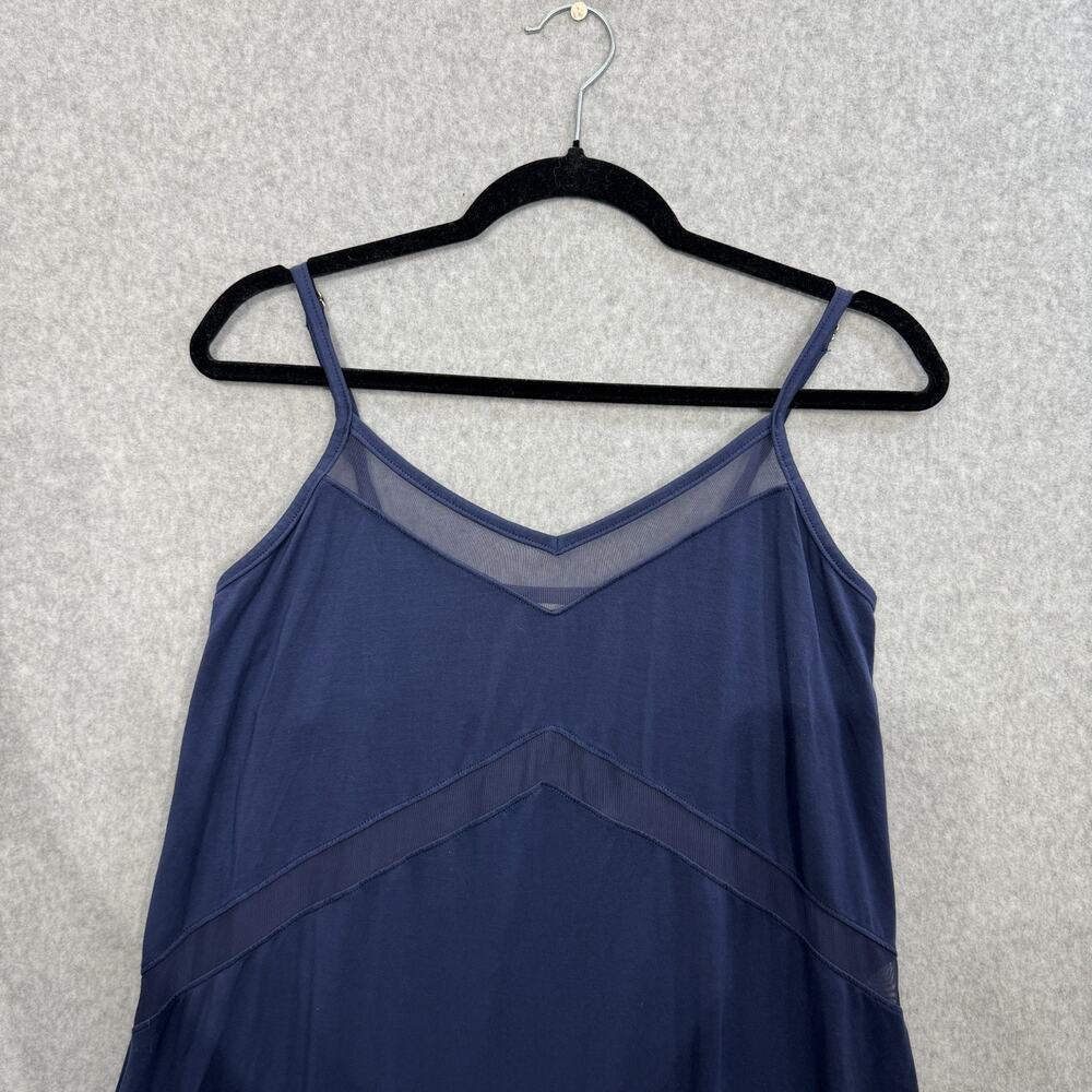 HoneyLove Blisswear Chemise Sz M Navy Blue Shelf Bra V-Neck Mesh Trim Soft - Picture 2 of 10